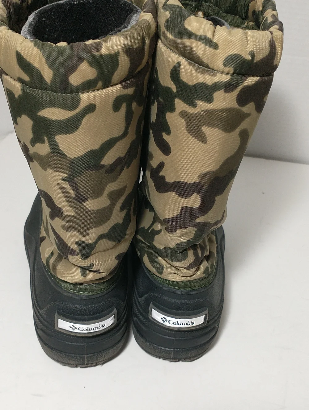 Columbia Powder Bug Camo Winter Boots, Green, Kid Size 6, Removable Liners